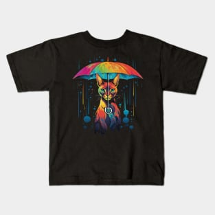 Caracal Rainy Day With Umbrella Kids T-Shirt